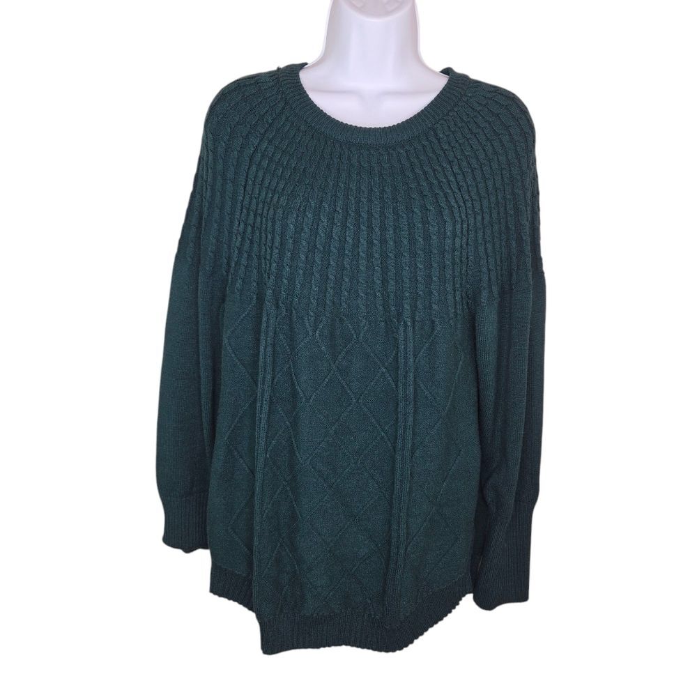 Molly & Isadora Green Cable Knit Sweater Size 1x